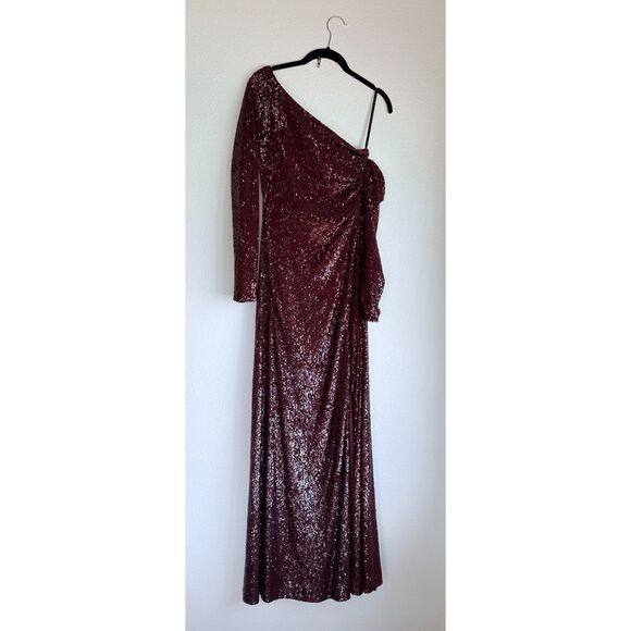 NWT Donna Karan NY Social Occasion Asymmetric Sequined Gown in Scarlet Size 2 - Picture 7 of 13